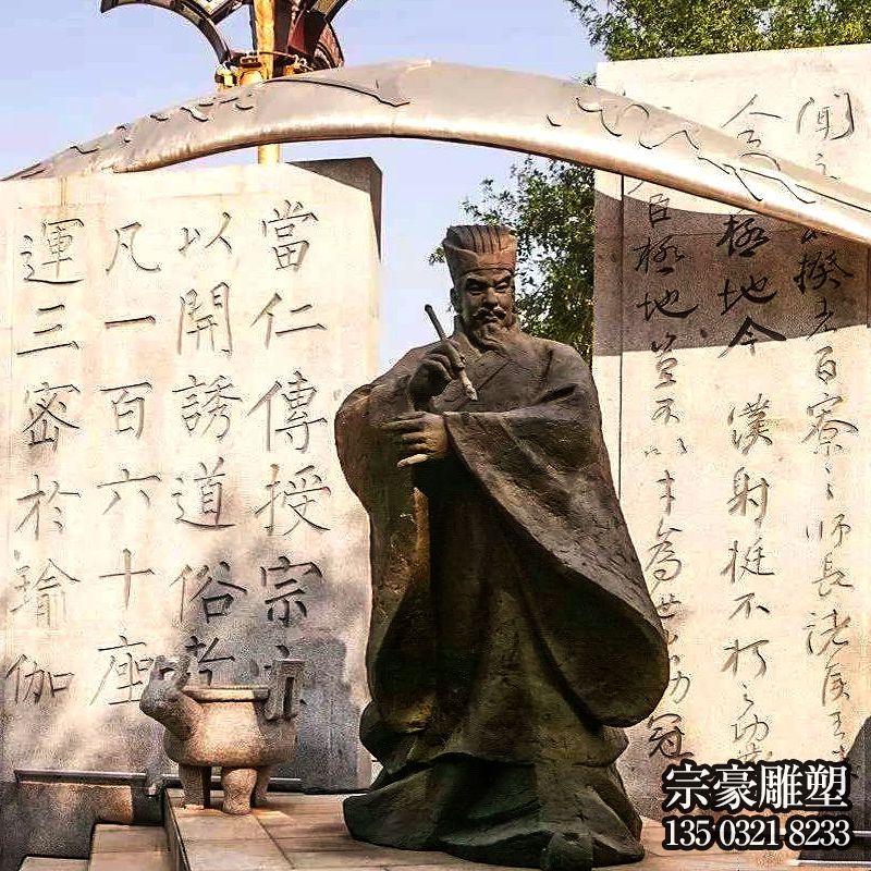 廣場(chǎng)擺放中國(guó)古代著名書(shū)法家柳公權(quán)玻璃鋼仿銅雕塑像